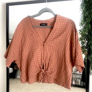 Cropped Front Tie Shirt